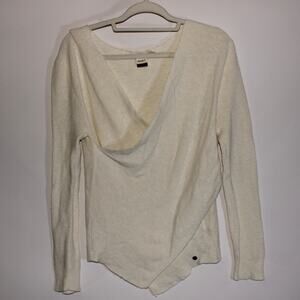 Roxy White Draped Light Knit Surfer Sweater Size M